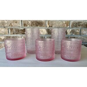 Vintage Beaded Hobnail Set of 5, ~Pink~Glass Drinkware Set